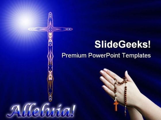 Cross With Alleluia Religion PowerPoint Templates And PowerPoint Backgrounds 0611 Cross With Alleluia Religion PowerPoint Templates And PowerPoint Backgrounds 0611