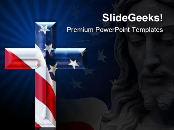 Cross With Usa Flag Americana PowerPoint Themes And PowerPoint Slides 0711 Cross With Usa Flag Americana PowerPoint Themes And PowerPoint Slides 0711