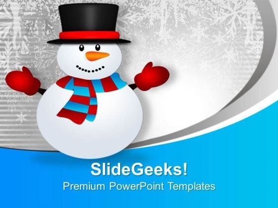 Cute Snowman On Snowy Mountain Holidays PowerPoint Templates Ppt Backgrounds For Slides 0113 Cute Snowman On Snowy Mountain Holidays PowerPoint Templates Ppt Backgrounds For Slides 0113