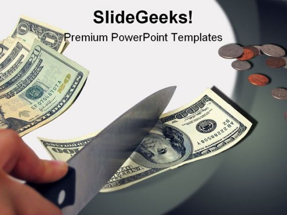 Cutting Costs Money PowerPoint Template 0910