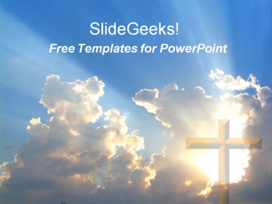 Blue Sky PowerPoint Template with Cross Sign