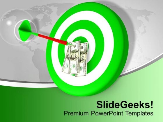 Dart Hitting Target Dollar Bullseye Arrow PowerPoint Templates Ppt Backgrounds For Slides 0113