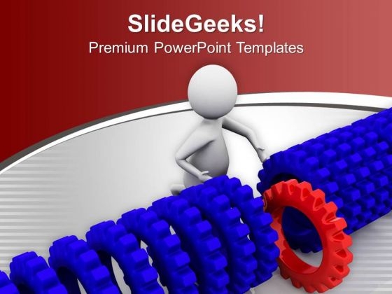 Different Red Gear In Blue Gears PowerPoint Templates Ppt Backgrounds For Slides 0713