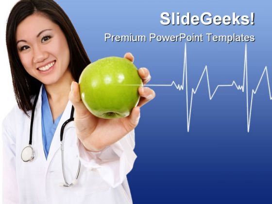 Doctor With Apple Health PowerPoint Templates And PowerPoint Backgrounds 0511 Doctor With Apple Health PowerPoint Templates And PowerPoint Backgrounds 0511
