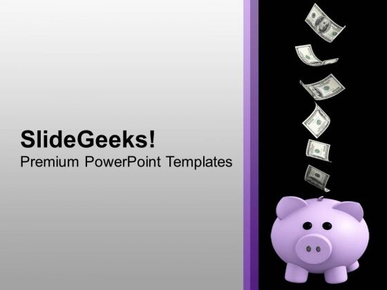 Dollar Bills Falling In Piggy Bank Finance PowerPoint Templates Ppt Backgrounds For Slides 1112 Dollar Bills Falling In Piggy Bank Finance PowerPoint Templates Ppt Backgrounds For Slides 1112