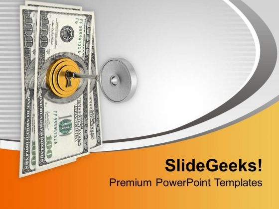 Dollar Bills Locked With Key Security PowerPoint Templates Ppt Backgrounds For Slides 0213 Dollar Bills Locked With Key Security PowerPoint Templates Ppt Backgrounds For Slides 0213