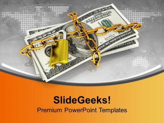 Dollar Bills Locked With Security Chain PowerPoint Templates Ppt Backgrounds For Slides 0213 Dollar Bills Locked With Security Chain PowerPoint Templates Ppt Backgrounds For Slides 0213