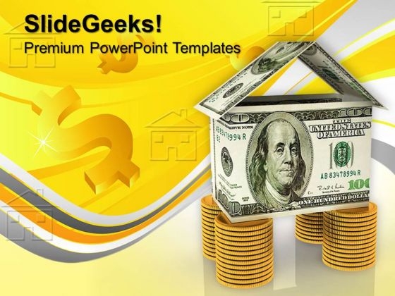Dollar House With Gold Coins Business PowerPoint Templates And PowerPoint Themes 1012 Dollar House With Gold Coins Business PowerPoint Templates And PowerPoint Themes 1012