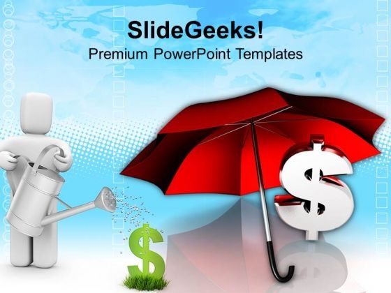 Dollar Under Umbrella Business Protection PowerPoint Templates Ppt Backgrounds For Slides 0213