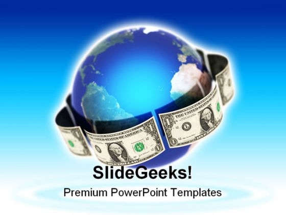 Dollar With Earth PowerPoint Background And Template 1210 Dollar With Earth PowerPoint Background And Template 1210