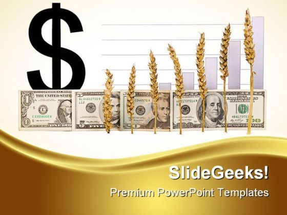 Dollar With Wheat Growth Agriculture PowerPoint Templates And PowerPoint Backgrounds 0411