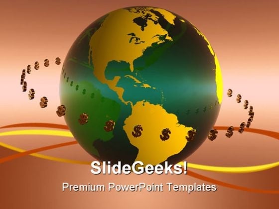 Dollar World Globe PowerPoint Background And Template 1210 Dollar World Globe PowerPoint Background And Template 1210