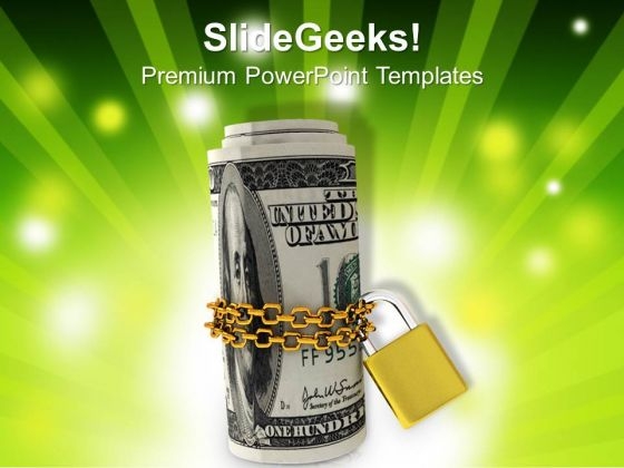 Dollars Locked With Chain Crisis PowerPoint Templates And PowerPoint Themes 1012 Dollars Locked With Chain Crisis PowerPoint Templates And PowerPoint Themes 1012
