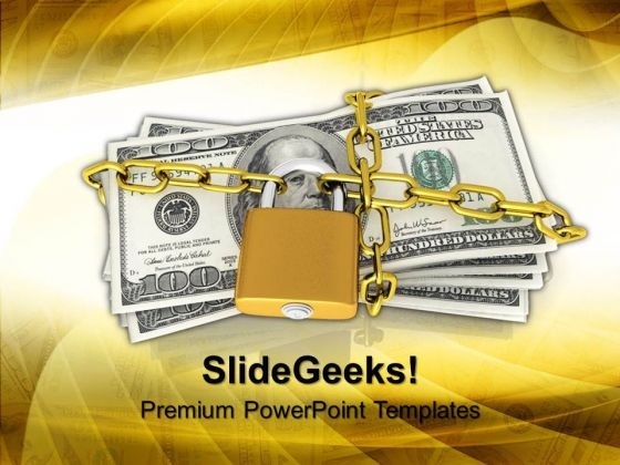 Dollars With Lock And Chain Money Investment PowerPoint Templates And PowerPoint Themes 1012 Dollars With Lock And Chain Money Investment PowerPoint Templates And PowerPoint Themes 1012