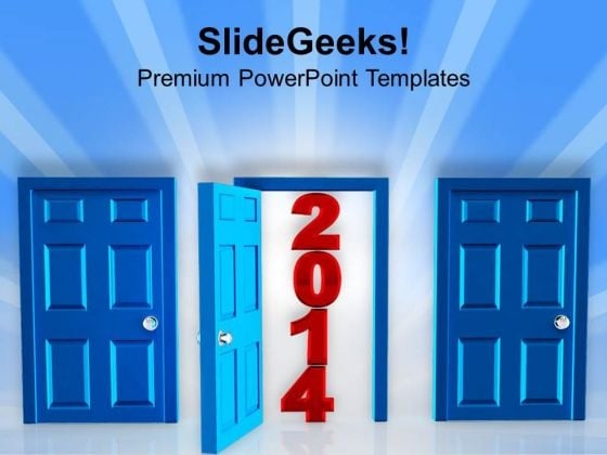 Door Open For Year 2014 PowerPoint Template 1113 Door Open For Year 2014 PowerPoint Template 1113