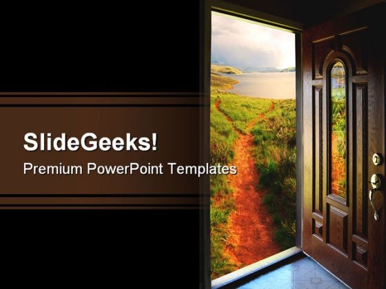 Door To Adventure Nature PowerPoint Template 1110 Door To Adventure Nature PowerPoint Template 1110