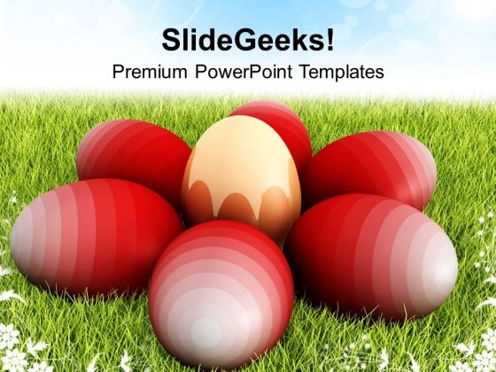Easter Eggs On Green Grass Festival PowerPoint Templates Ppt Backgrounds For Slides 0313