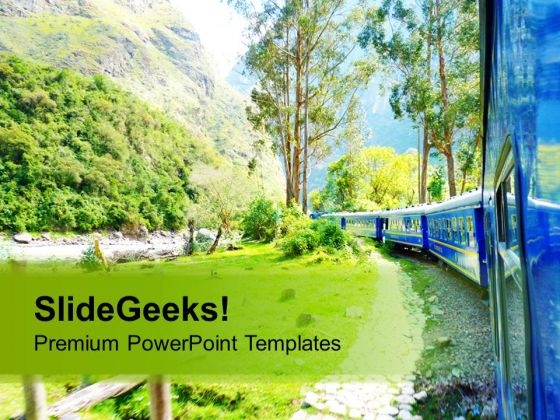 Enjoy The View Of Mountains From Toy Train PowerPoint Templates Ppt Backgrounds For Slides 0713 Enjoy The View Of Mountains From Toy Train PowerPoint Templates Ppt Backgrounds For Slides 0713