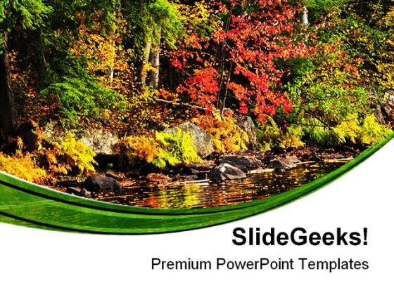 Fall Forest And Lake Shore Nature PowerPoint Themes And PowerPoint Slides 0411