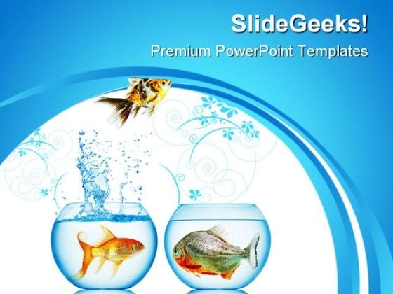 Fish Runs Away Animals PowerPoint Templates And PowerPoint Backgrounds 0311  - PowerPoint Templates