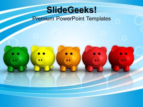 Five Colorful Piggy Banks Saving PowerPoint Templates And PowerPoint Themes 1012 Five Colorful Piggy Banks Saving PowerPoint Templates And PowerPoint Themes 1012