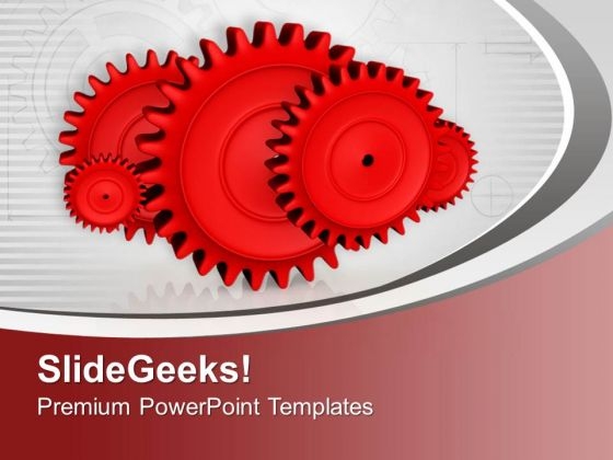 Five Connected Metal Radial Gears PowerPoint Templates Ppt Backgrounds For Slides 0713