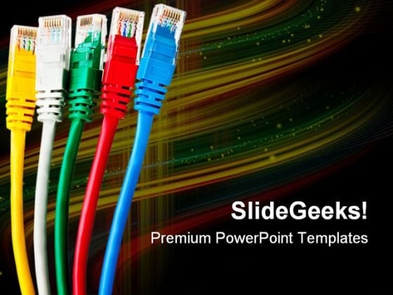 Five Multi Colored Cables Internet PowerPoint Templates And PowerPoint Backgrounds 0311