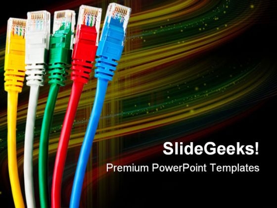 Five Multi Colored Cables Internet PowerPoint Themes And PowerPoint Slides 0311