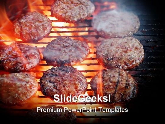 Flame Burgers Food PowerPoint Template 0810 Flame Burgers Food PowerPoint Template 0810