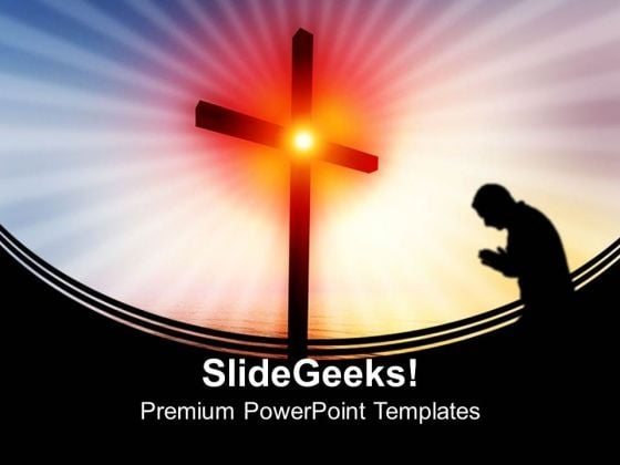 Floating Cross Over The Sea Religion PowerPoint Templates And PowerPoint Themes 0712