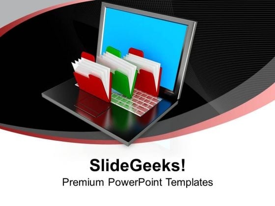 Folder Structure With Laptop Business PowerPoint Templates And PowerPoint Themes 1012