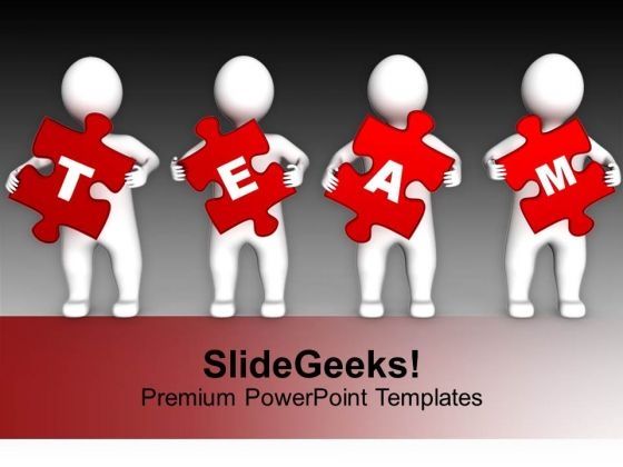 Four 3d Persons Holding Red Puzzle Pieces PowerPoint Templates Ppt Backgrounds For Slides 0113 Four 3d Persons Holding Red Puzzle Pieces PowerPoint Templates Ppt Backgrounds For Slides 0113