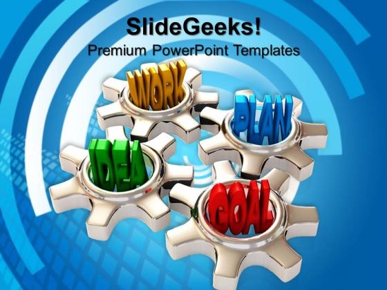 Four Gears Turn In Conjunction Industrial PowerPoint Templates And PowerPoint Themes 0812
