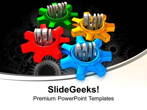 Four Gears Turn In Conjunction Industrial PowerPoint Templates And PowerPoint Themes 1012