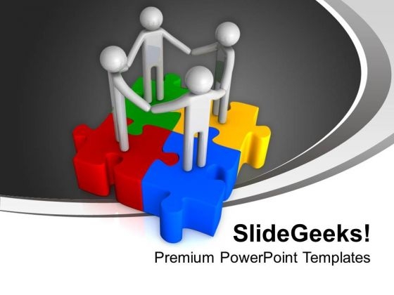 Four Persons Standing On Puzzles Unity PowerPoint Templates Ppt Backgrounds For Slides 1212 Four Persons Standing On Puzzles Unity PowerPoint Templates Ppt Backgrounds For Slides 1212