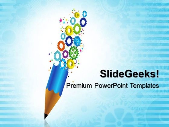 Gears With Pencil Industrial PowerPoint Templates And PowerPoint Themes 0312 Gears With Pencil Industrial PowerPoint Templates And PowerPoint Themes 0312