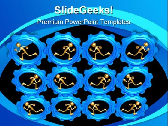Gears With Runner Industrial PowerPoint Template 0810 Gears With Runner Industrial PowerPoint Template 0810
