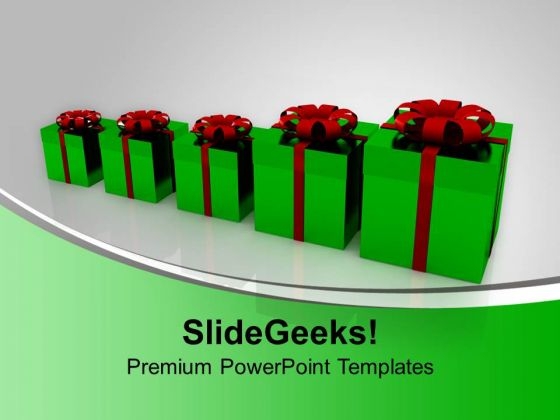 Gift Boxes Bar Graph Green Celebration Shopping PowerPoint Templates Ppt Backgrounds For Slides 0113