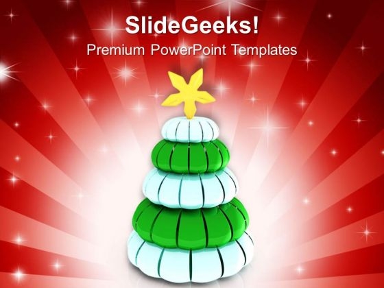 Glittery Christmas Pine Tree PowerPoint Templates Ppt Backgrounds For Slides 1212