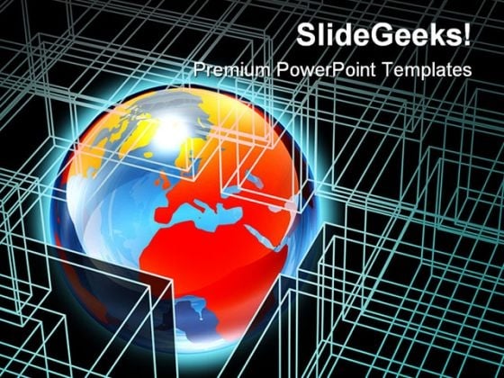 Globe In Box Wire Frame Global PowerPoint Templates And PowerPoint Backgrounds 0311