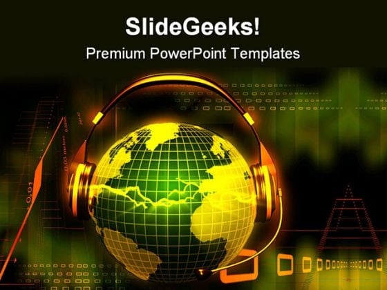 Globe With Head Phone Music PowerPoint Templates And PowerPoint Backgrounds 0611 Globe With Head Phone Music PowerPoint Templates And PowerPoint Backgrounds 0611