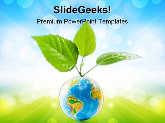Globe With Leaves Nature PowerPoint Themes And PowerPoint Slides 0511 Globe With Leaves Nature PowerPoint Themes And PowerPoint Slides 0511