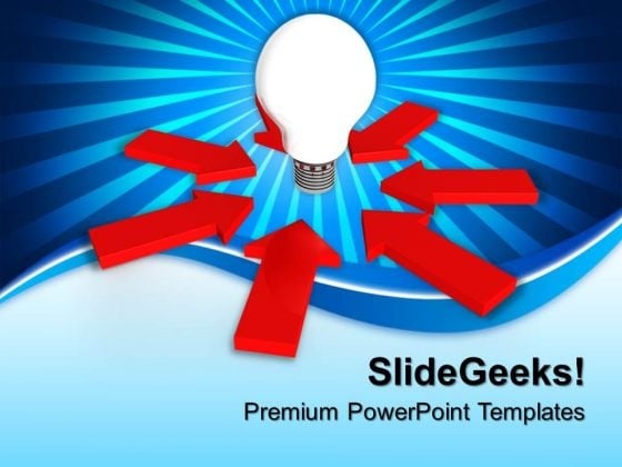Glowing Bulb In Center Of Arrows PowerPoint Templates And PowerPoint Themes 0912 Glowing Bulb In Center Of Arrows PowerPoint Templates And PowerPoint Themes 0912