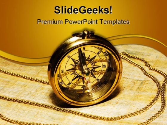 Gold Compass Science PowerPoint Template 1110