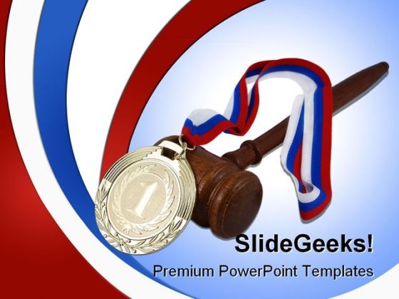 Gold Medal And Judge Gavel Law PowerPoint Background And Template 1210 Gold Medal And Judge Gavel Law PowerPoint Background And Template 1210