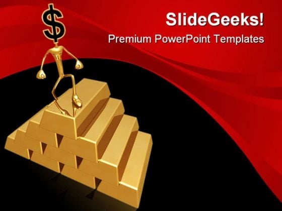 Gold Pile Dollar Business PowerPoint Templates And PowerPoint Backgrounds 0611