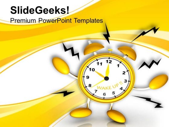 Golden Alarm Clock On Yellow Background PowerPoint Templates Ppt Backgrounds For Slides 0313 Golden Alarm Clock On Yellow Background PowerPoint Templates Ppt Backgrounds For Slides 0313