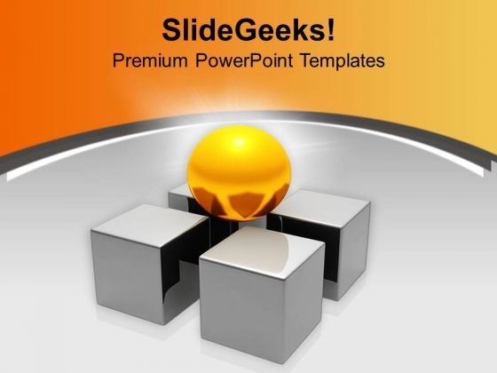 Golden Ball On Pieces Of 4 Dice PowerPoint Templates Ppt Backgrounds For Slides 0313