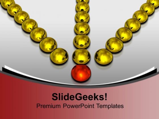 Golden Balls Pointing To Red Ball Leadership PowerPoint Templates Ppt Backgrounds For Slides 1112