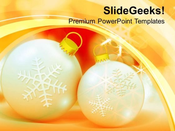 Golden Bauble With Christmas Snowflakes PowerPoint Templates Ppt Backgrounds For Slides 0513 Golden Bauble With Christmas Snowflakes PowerPoint Templates Ppt Backgrounds For Slides 0513